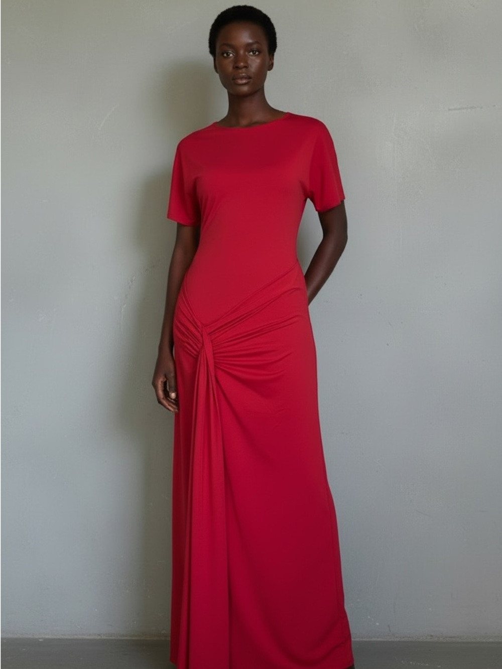 Knot-Detail Red Maxi Dress
